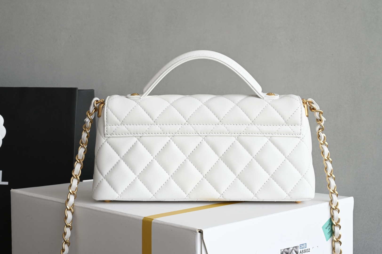 Chanel 25SS AS5354 Mini Flap Bag with Top Handle Lambskin White - Default Title - View 2