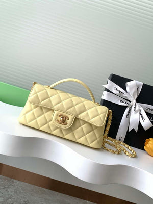 Chanel 25SS AS5354 Mini Flap Bag with Top Handle Lambskin Yellow - Default Title - View 1