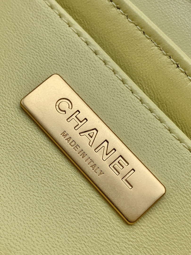 Chanel 25SS AS5354 Mini Flap Bag with Top Handle Lambskin Yellow