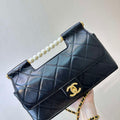 Chanel AS5390 25P Limited Edition Pearl Handle Flap Bag Black Lambskin - Default Title - View 1