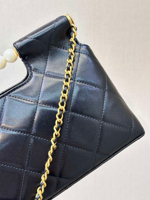 Chanel AS5390 25P Limited Edition Pearl Handle Flap Bag Black Lambskin - Default Title - View 13