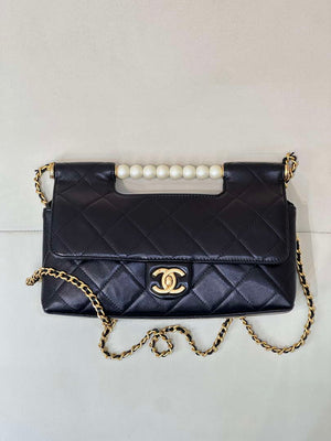 Chanel AS5390 25P Limited Edition Pearl Handle Flap Bag Black Lambskin - Default Title - View 17
