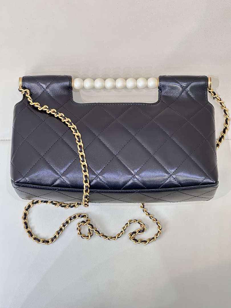 Chanel AS5390 25P Limited Edition Pearl Handle Flap Bag Black Lambskin - Default Title - View 20