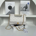 Chanel AS5390 25P Limited Edition Pearl Handle Flap Bag White Lambskin - Default Title - View 1