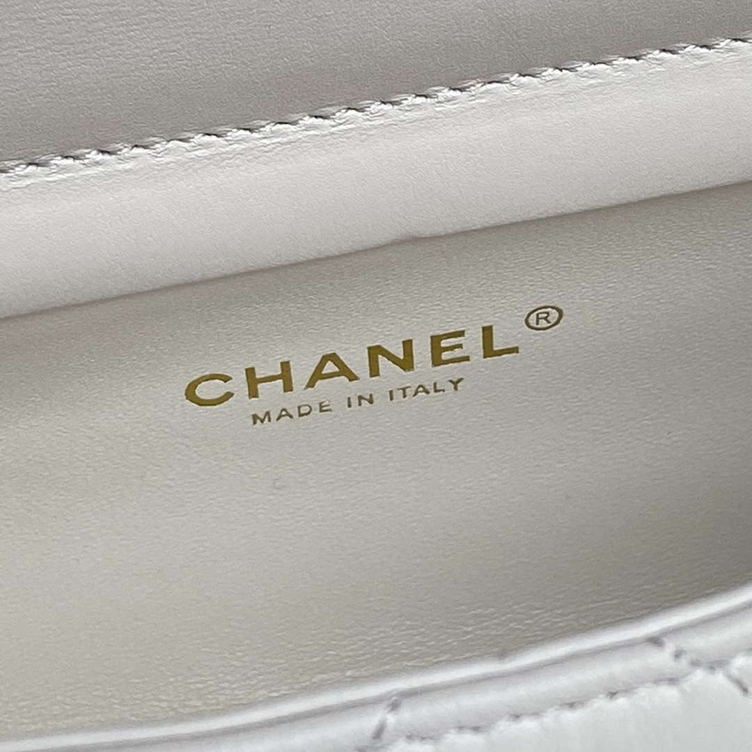 Chanel AS5390 25P Limited Edition Pearl Handle Flap Bag White Lambskin - Default Title - View 9