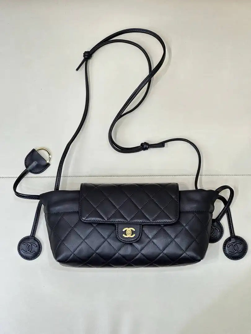 Chanel AS5406 Calfskin Gold-Tone Metal Black