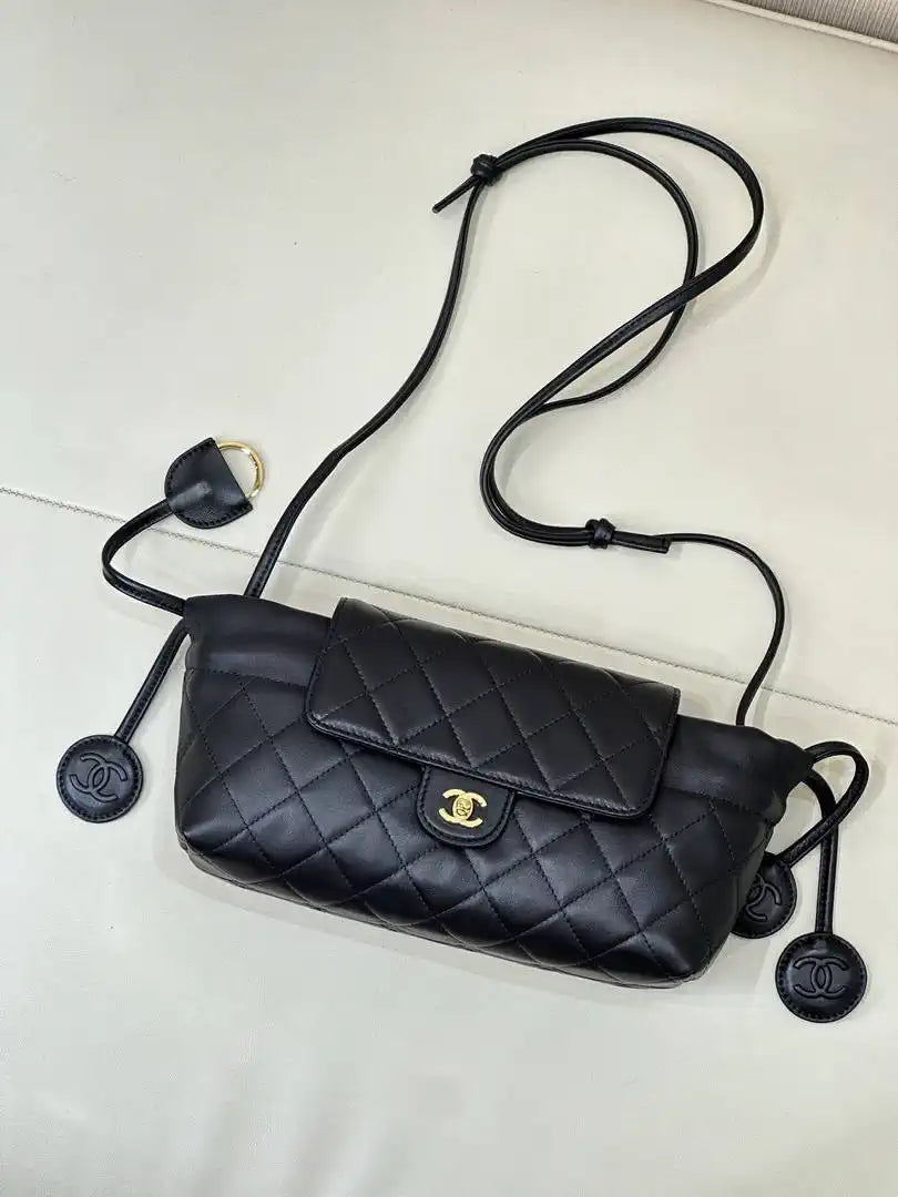 Chanel AS5406 Calfskin Gold-Tone Metal Black