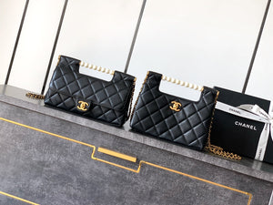 Chanel AS5413 25P Limited Edition Pearl Small Tote  Bag Black Lambskin - Default Title - View 2