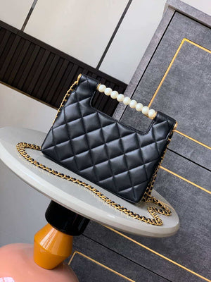 Chanel AS5413 25P Limited Edition Pearl Small Tote  Bag Black Lambskin - Default Title - View 4