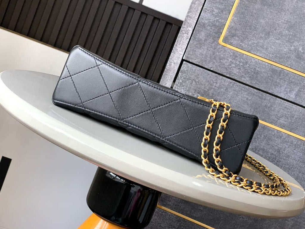 Chanel AS5413 25P Limited Edition Pearl Small Tote  Bag Black Lambskin