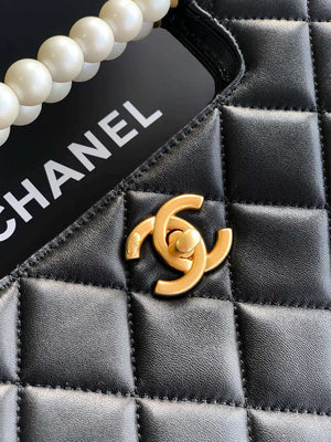 Chanel AS5413 25P Limited Edition Pearl Small Tote  Bag Black Lambskin - Default Title - View 6