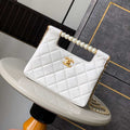 Chanel AS5413 25P Limited Edition Pearl Small Tote  Bag White Lambskin - Default Title - View 1