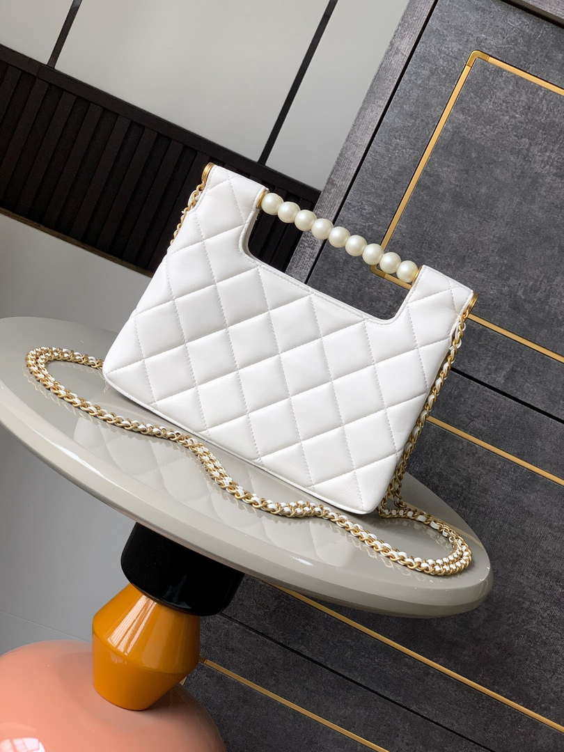 Chanel AS5413 25P Limited Edition Pearl Small Tote  Bag White Lambskin - Default Title - View 3