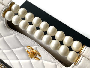 Chanel AS5413 25P Limited Edition Pearl Small Tote  Bag White Lambskin - Default Title - View 6