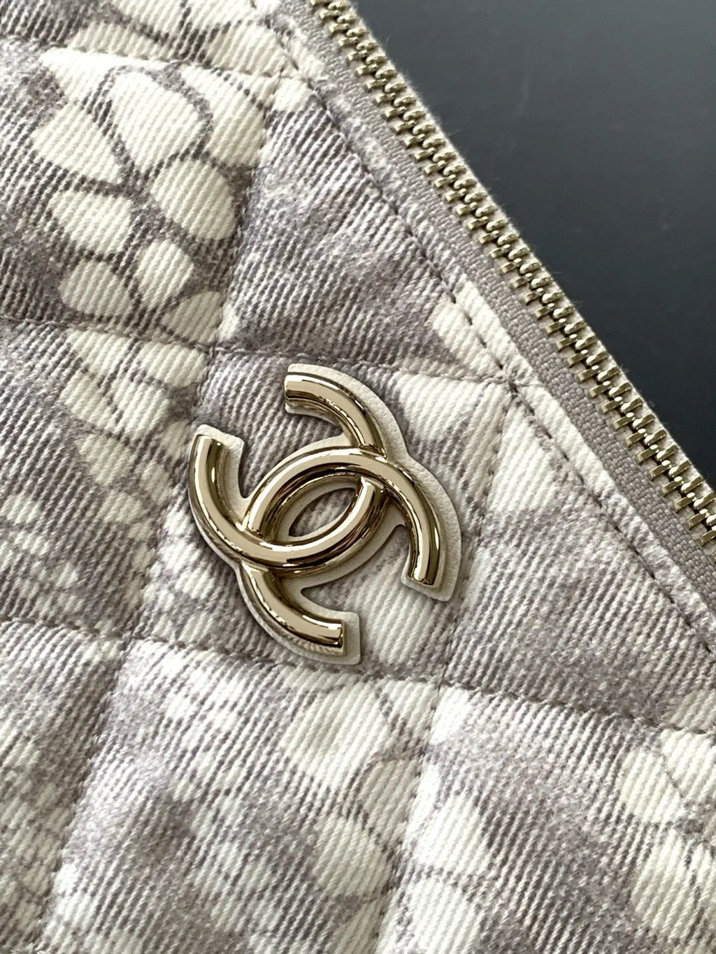 Chanel AS5431 Large Hobo Bag Printed Denim Gray & White