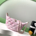 Chanel AS5431 Large Hobo Bag Printed Denim Light Pink & White