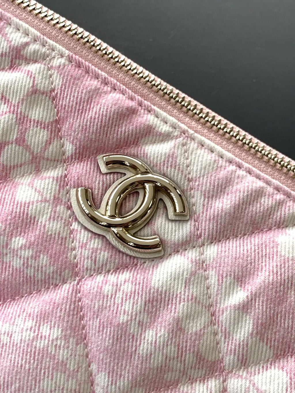 Chanel AS5431 Large Hobo Bag Printed Denim Light Pink & White
