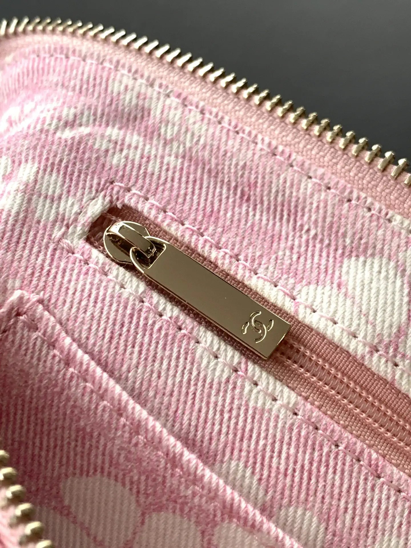 Chanel AS5431 Large Hobo Bag Printed Denim Light Pink & White