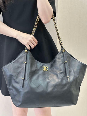 Chanel AS5463 25SS Maxi Shopping Bag  Calfskin & Gold-Tone Metal  Black - Default Title - View 2