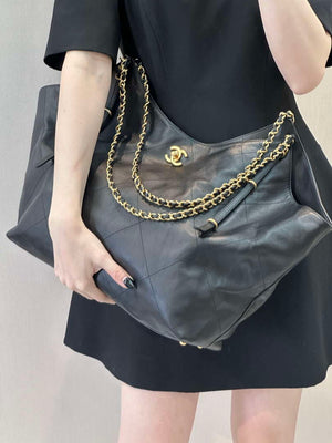 Chanel AS5463 25SS Maxi Shopping Bag  Calfskin & Gold-Tone Metal  Black - Default Title - View 5