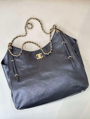 Chanel AS5463 25SS Maxi Shopping Bag  Calfskin & Gold-Tone Metal  Black - Default Title - View 7