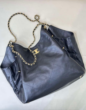 Chanel AS5463 25SS Maxi Shopping Bag  Calfskin & Gold-Tone Metal  Black - Default Title - View 9