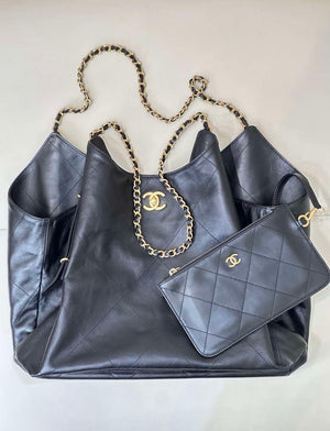 Chanel AS5463 25SS Maxi Shopping Bag  Calfskin & Gold-Tone Metal  Black - Default Title - View 11