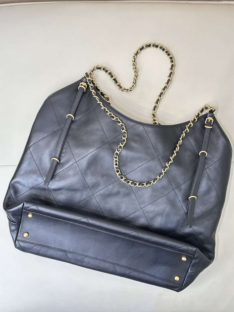 Chanel AS5463 25SS Maxi Shopping Bag  Calfskin & Gold-Tone Metal  Black - Default Title - View 12