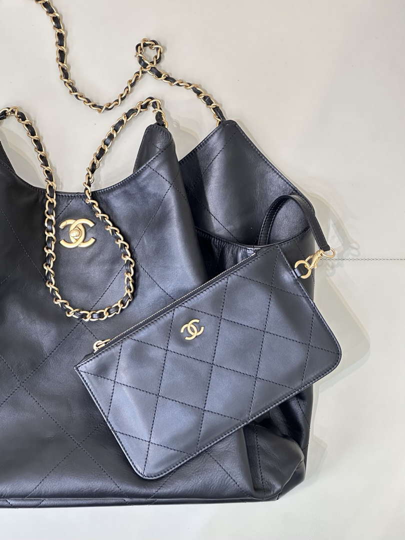 Chanel AS5463 25SS Maxi Shopping Bag  Calfskin & Gold-Tone Metal  Black