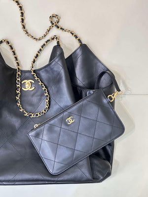 Chanel AS5463 25SS Maxi Shopping Bag  Calfskin & Gold-Tone Metal  Black - Default Title - View 13