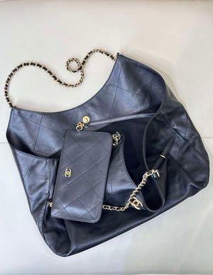 Chanel AS5463 25SS Maxi Shopping Bag  Calfskin & Gold-Tone Metal  Black - Default Title - View 14