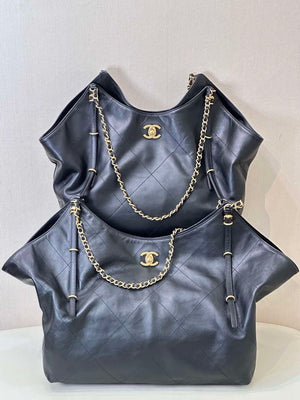 Chanel AS5463 25SS Maxi Shopping Bag  Calfskin & Gold-Tone Metal  Black - Default Title - View 16