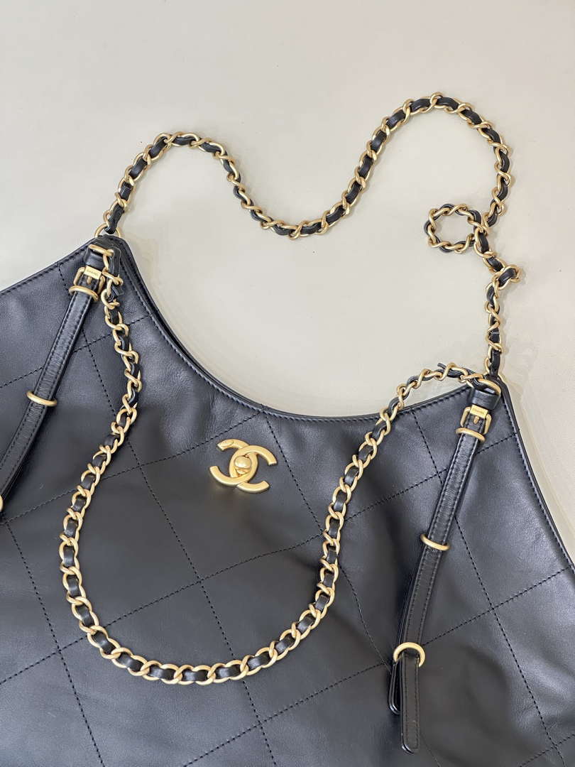 Chanel AS5466 25SS Large Shopping Bag  Calfskin & Gold-Tone Metal  Black - Default Title - View 5