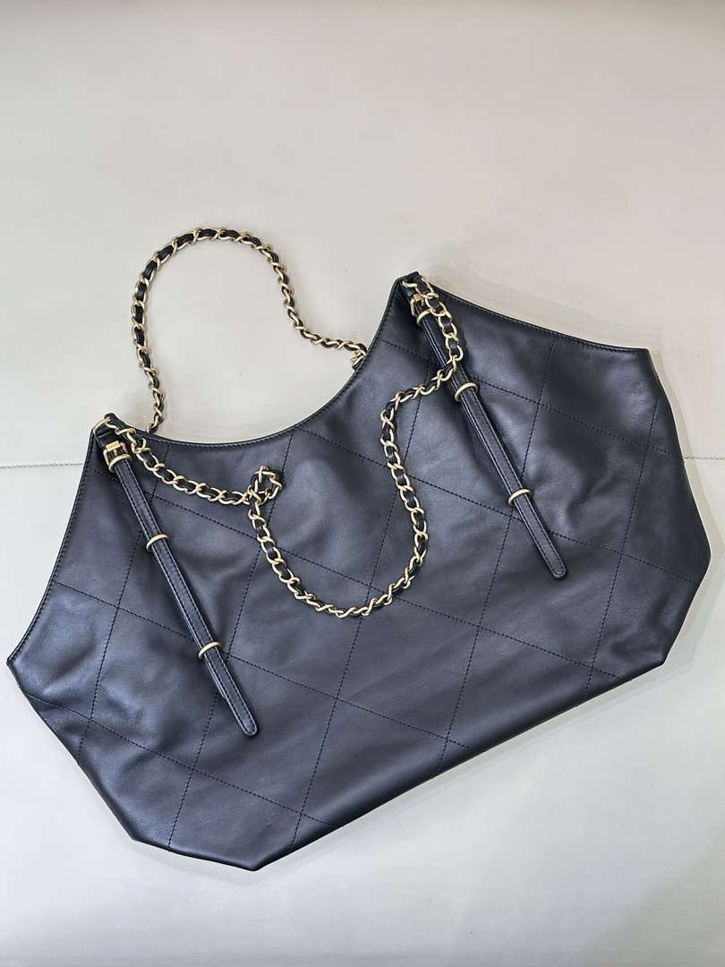 Chanel AS5466 25SS Large Shopping Bag  Calfskin & Gold-Tone Metal  Black