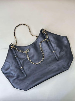 Chanel AS5466 25SS Large Shopping Bag  Calfskin & Gold-Tone Metal  Black - Default Title - View 11