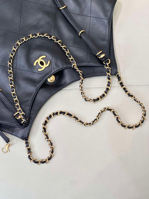 Chanel AS5466 25SS Large Shopping Bag  Calfskin & Gold-Tone Metal  Black - Default Title - View 12