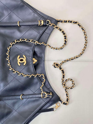 Chanel AS5466 25SS Large Shopping Bag  Calfskin & Gold-Tone Metal  Black - Default Title - View 13