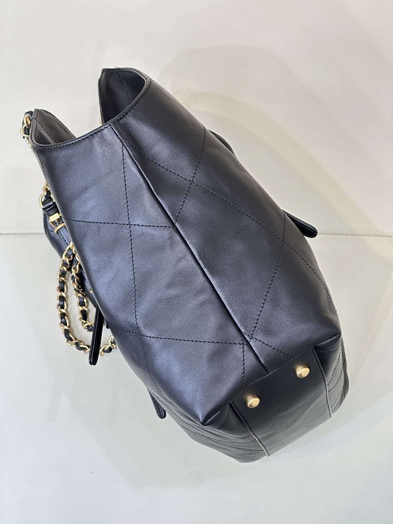 Chanel AS5466 25SS Large Shopping Bag  Calfskin & Gold-Tone Metal  Black