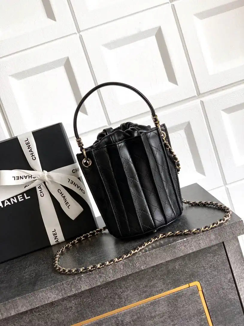 Chanel AS5486 Mini Bucket Bag Lambskin & Gold-Tone Metal Black