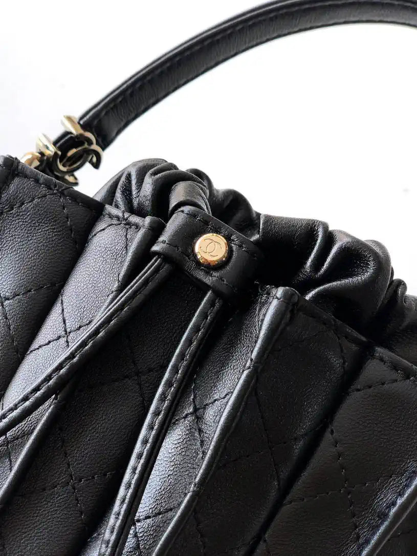 Chanel AS5486 Mini Bucket Bag Lambskin & Gold-Tone Metal Black