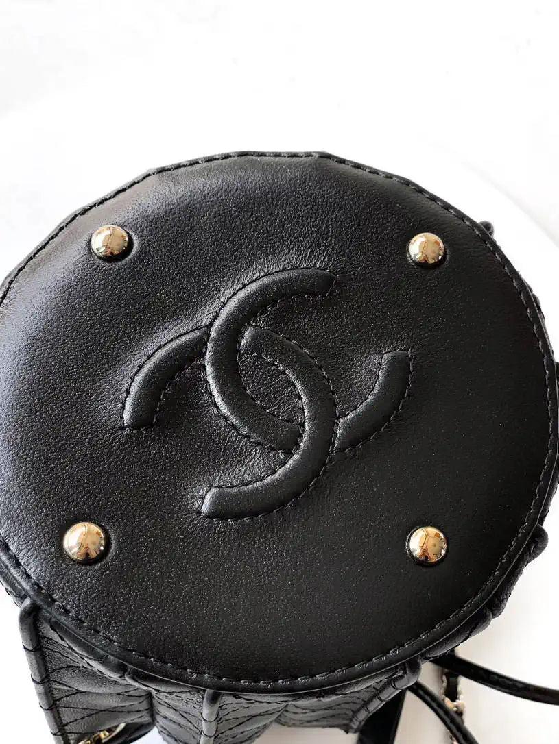 Chanel AS5486 Mini Bucket Bag Lambskin & Gold-Tone Metal Black