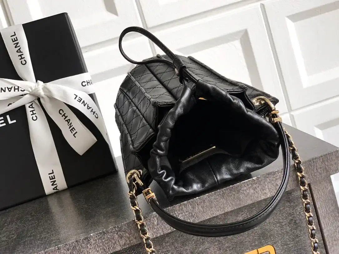 Chanel AS5486 Mini Bucket Bag Lambskin & Gold-Tone Metal Black