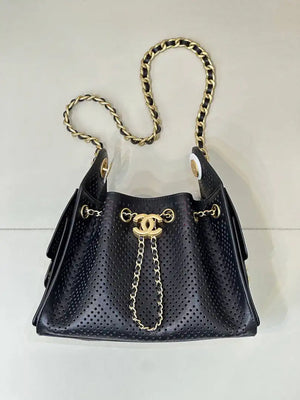 Chanel  AS5631 25 Mini Handbag  Perforated Calfskin & Gold-Tone Metal Black - Default Title - View 1