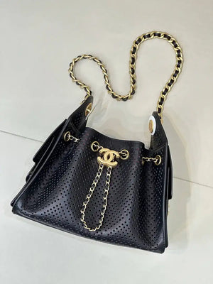 Chanel  AS5631 25 Mini Handbag  Perforated Calfskin & Gold-Tone Metal Black - Default Title - View 2