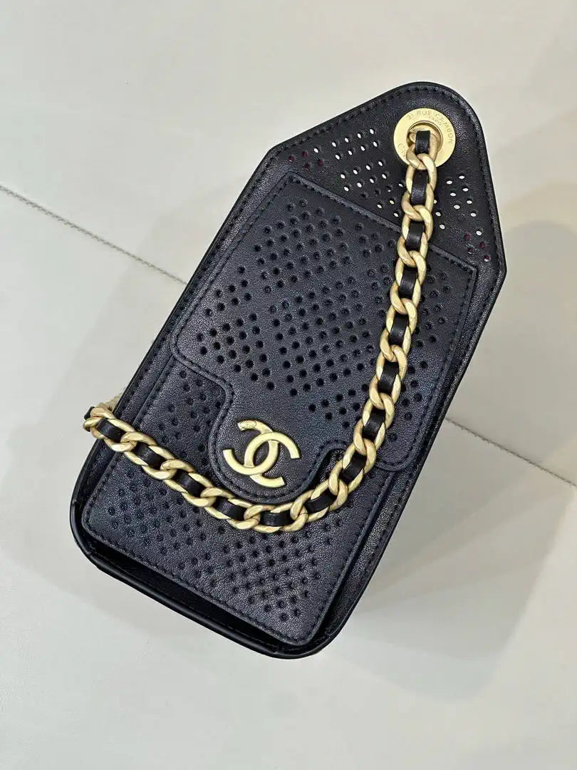 Chanel  AS5631 25 Mini Handbag  Perforated Calfskin & Gold-Tone Metal Black - Default Title - View 4