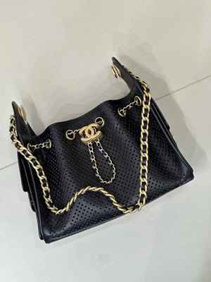 Chanel  AS5631 25 Mini Handbag  Perforated Calfskin & Gold-Tone Metal Black - Default Title - View 5