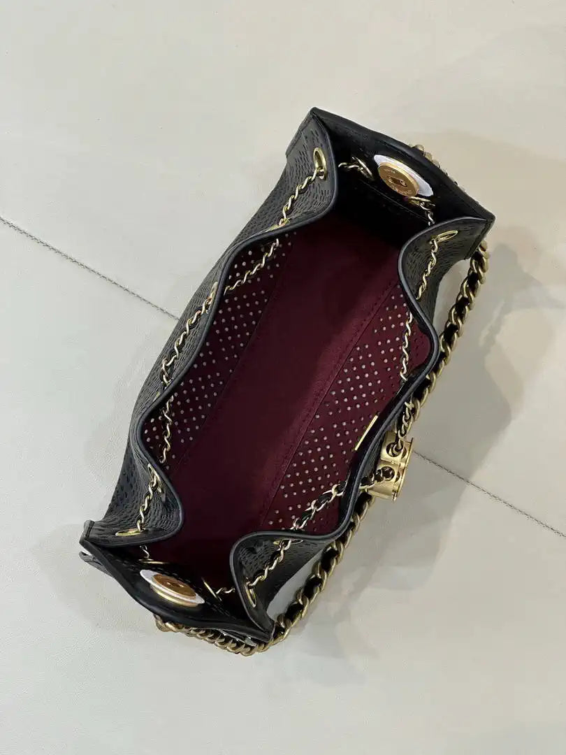 Chanel  AS5631 25 Mini Handbag  Perforated Calfskin & Gold-Tone Metal Black - Default Title - View 6