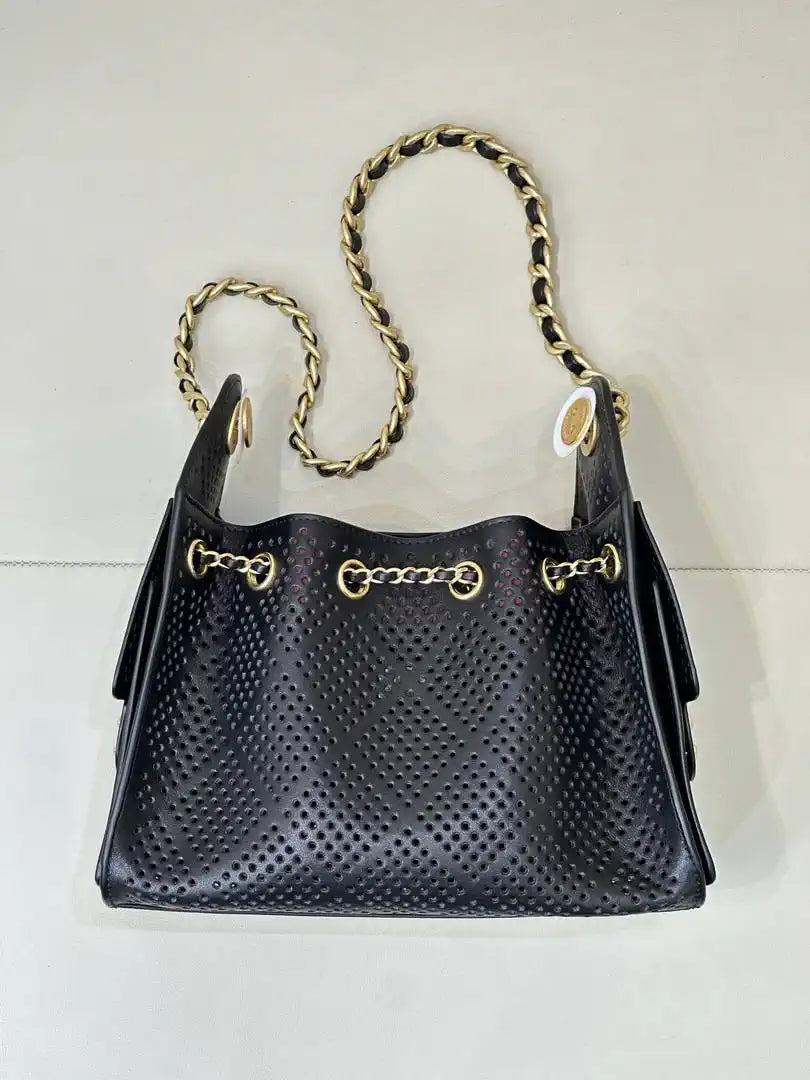 Chanel  AS5631 25 Mini Handbag  Perforated Calfskin & Gold-Tone Metal Black - Default Title - View 7