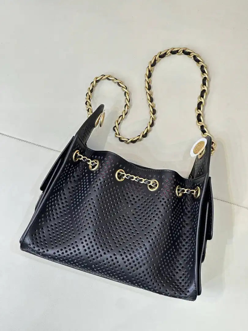 Chanel  AS5631 25 Mini Handbag  Perforated Calfskin & Gold-Tone Metal Black - Default Title - View 8