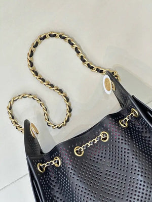 Chanel  AS5631 25 Mini Handbag  Perforated Calfskin & Gold-Tone Metal Black - Default Title - View 9
